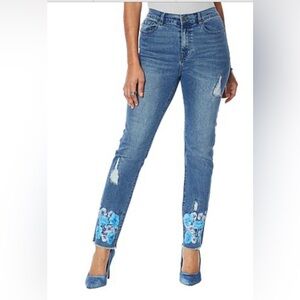 DG2 By Diane Gilman Ladies Floral Fray Hem Jean